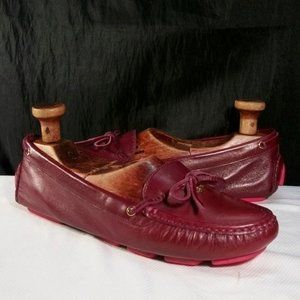 TORY BURCH ASHBY CABERNET VEG TAN LEATHER DRIVING MOC BOW FLATS 8M 22158552